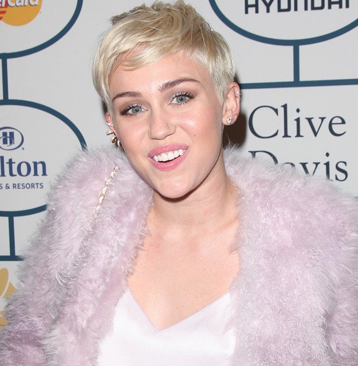 Miley Cyrus at the 56th Annual Grammy Awards Pre-Grammy Gala and Salute to Industry Icons held at The Beverly Hilton hotel in Los Angeles on January 25, 2014
