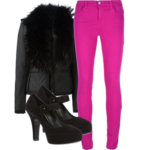 Pink jeans outfit inspired by Fergie