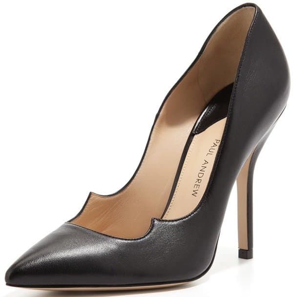 Black Paul Andrew Zenadia Leather Peaked-Vamp Pump