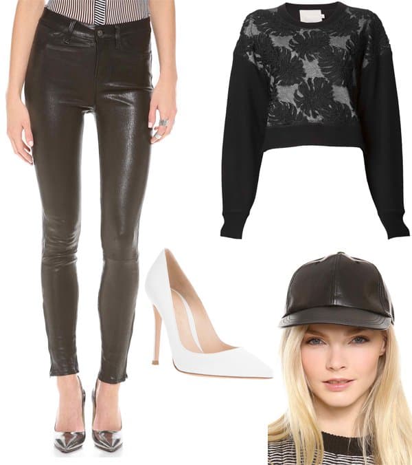 Rihanna inspired fashion with leather pants