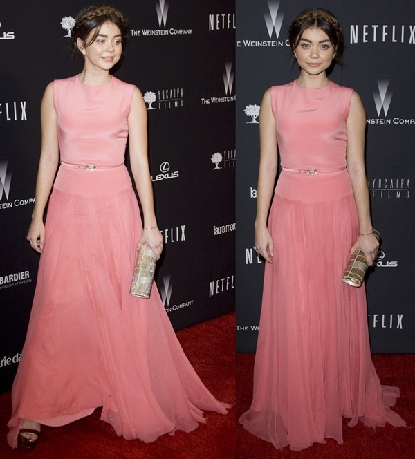 Sarah Hyland at the Weinstein Company & Netflix 2014 Golden Globes after-party held at The Beverly Hilton hotel in Los Angeles on January 12, 2014