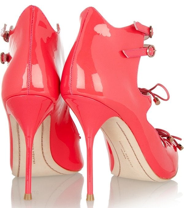Hot pink patent leather Sophia Webster Pre-Fall 2013 shoes featuring scalloped edges and 100mm heels