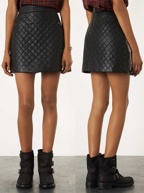Topshop Petite Quilted A-Line Skirt