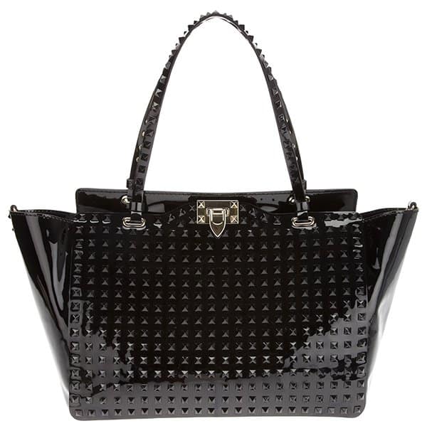 Valentino Black Rockstud Trapeze Tote