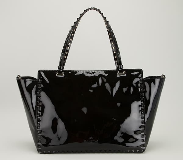 Valentino "Rockstud" Tote in Black Patent