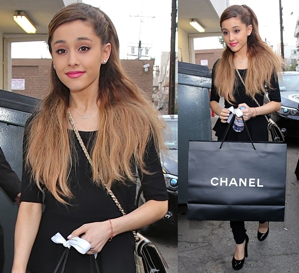 Ariana Grande delighted onlookers as she indulged in a shopping spree at the Chanel Boutique in Los Angeles, effortlessly exuding an understated yet chic vibe in her black ensemble