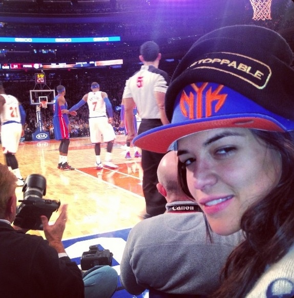 Fast and Furious star Michelle Rodriguez enjoying the New York Knicks game