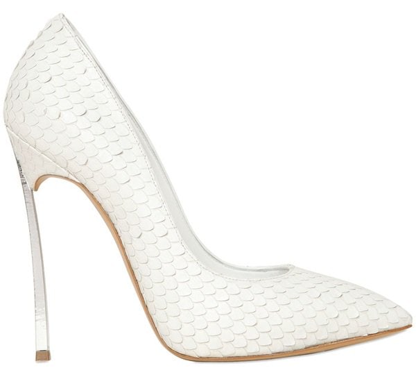 Casadei Closed-Toe Metal-Heel Pumps in Snake Print