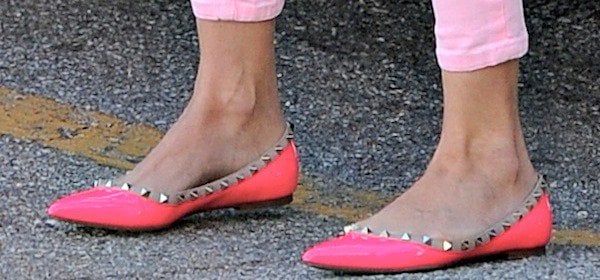 Diane Kruger's hot pink studded flats from Valentino