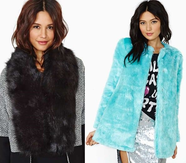 Hat Attack Minx Faux Fur Scarf and NastyGal Candy Flip Faux Fur Coat
