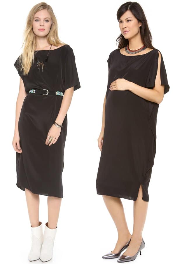 A relaxed sateen dress with a touch of cool asymmetry