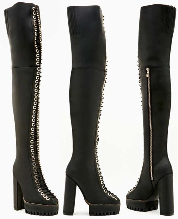 Jeffrey Campbell Thigh-High Lace-Up Boots