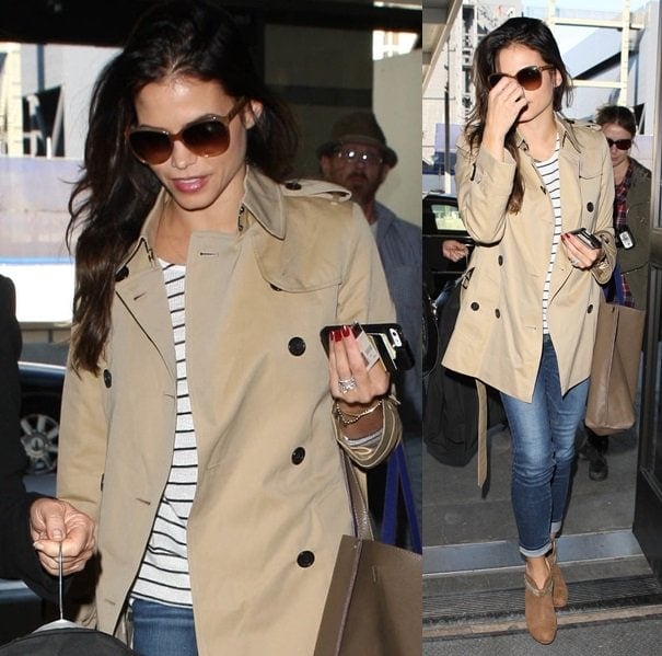 Jenna Dewan shows how to wear a classic khaki trench coat