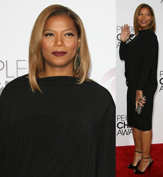 Queen Latifah keeping it simple and classy by wearing a drop-waisted LBD at the 2014 People's Choice Awards held at the Nokia Theatre L.A. Live in Los Angeles on January 8, 2014