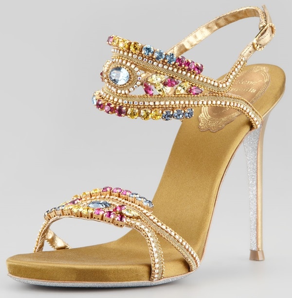 Rene Caovilla Crystal-Embellished Ankle Band Sandals