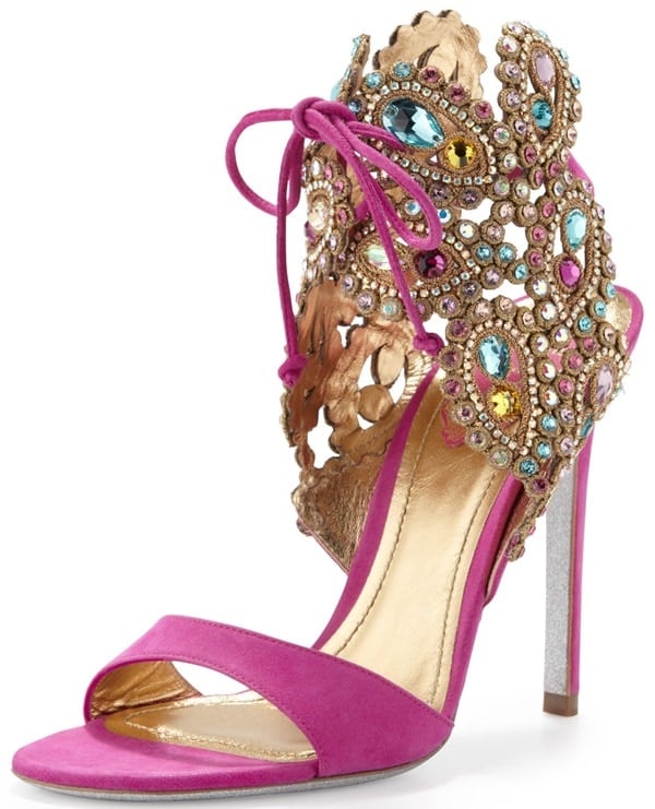 Rene Caovilla Embellished Ankle Tie Sandals