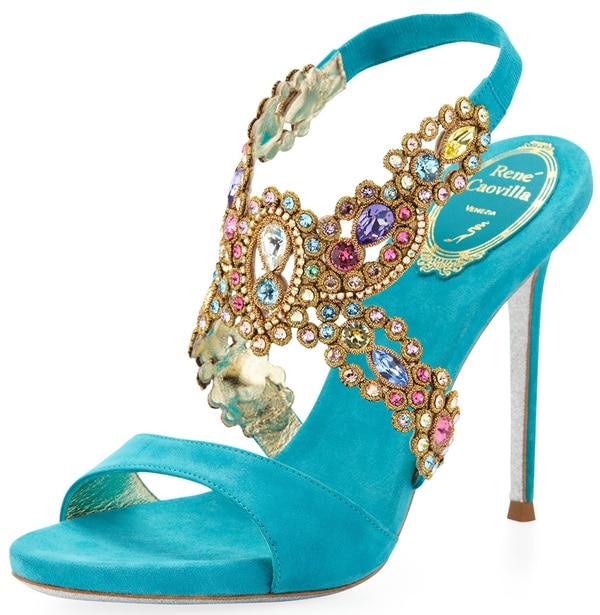 Rene Caovilla Jeweled Crisscross Sandals