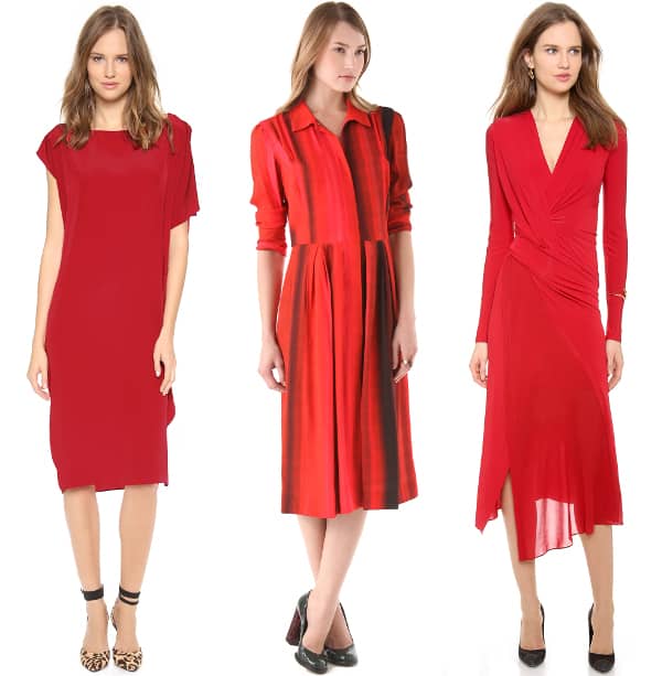 3 tea-length red dresses