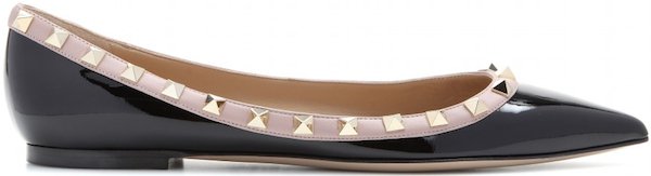 Valentino "Rockstud" Ballerina Flats in Black Patent Leather