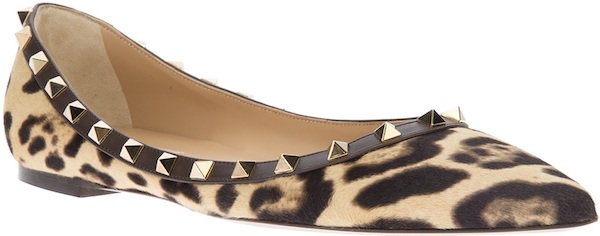 Valentino "Rockstud" Ballerina Flats in Leopard Print