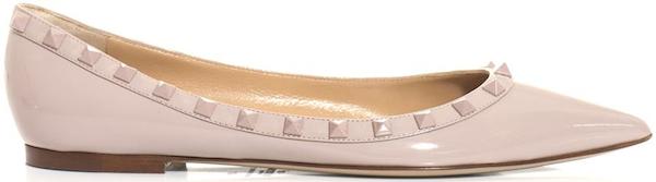 Valentino "Rockstud" Ballerina Flats in Nude