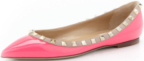 Valentino "Rockstud" Ballerina Flats in Pink