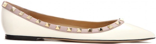 Valentino "Rockstud" Ballerina Flats in White