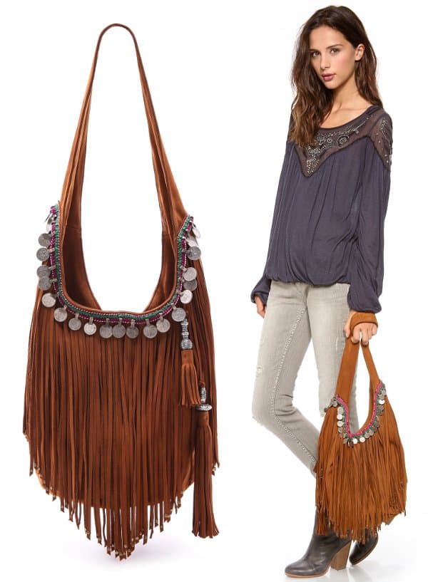 Chestnut Brown Simone Camille Fringe Bucket Bag