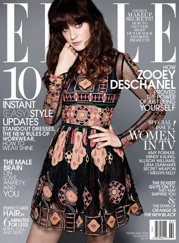 Zooey Deschanel in Elle Magazine, February 2014 Issue