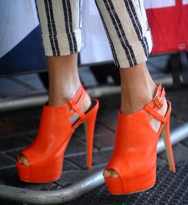 Alesha Dixon's feet in River Island platform stilettos