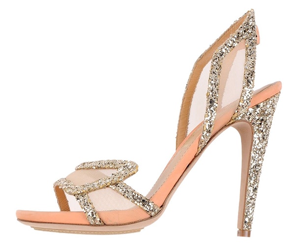 Aperlai "Spokette" Sandals in Glittery Platinum