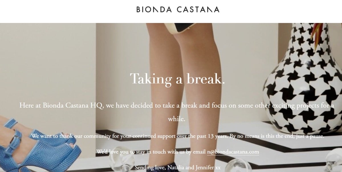 Bionda Castana founders Natalia Barbieri and Jennifer Portman announcing another break in July 2021