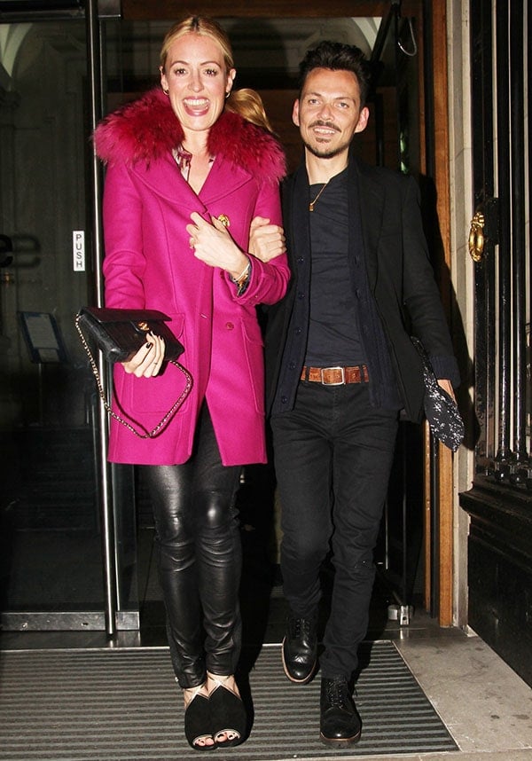 Cat Deeley leaves the venue with designer Matthew Williamson following his London Fashion Week runway show