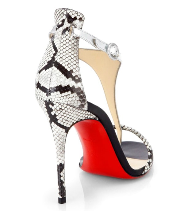 Christian Louboutin "Athena" Python T-Strap Sandals