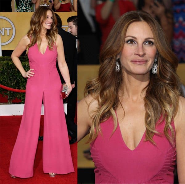 Julia Roberts wears a custom Valentino jumpsuit at the 20th Annual Screen Actors Guild Awards