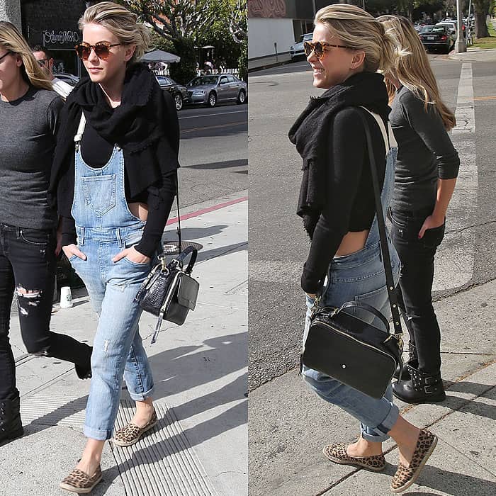 Julianne Hough rocks denim Wildfox overalls with a cropped sweater