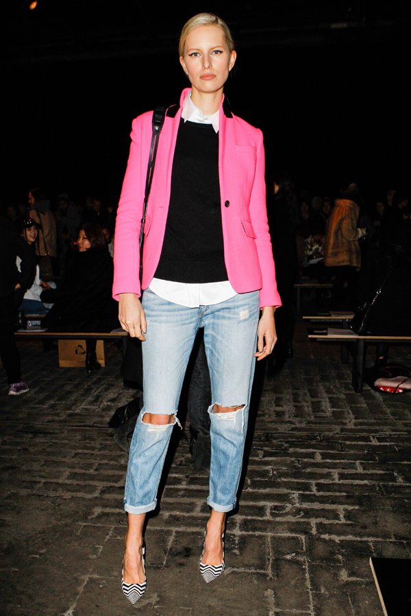 Karolina Kurkova at the Rag & Bone show during Mercedes-Benz Fashion Week Fall/Winter 2014