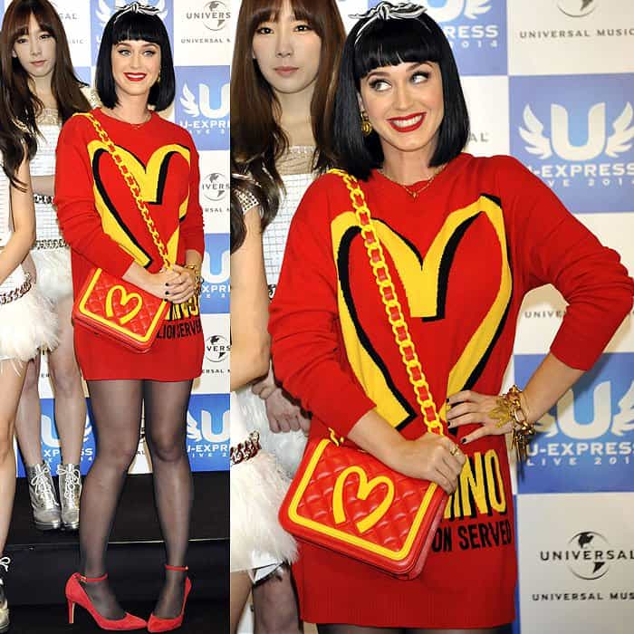 Katy Perry and Girls' Generation at the U-Express Live 2014 press conference at Saitama Super Arena in Saitama