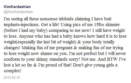 Kim Kardashian addresses tabloid rumors about her body, advocating for self-acceptance and defending her post-pregnancy weight loss journey