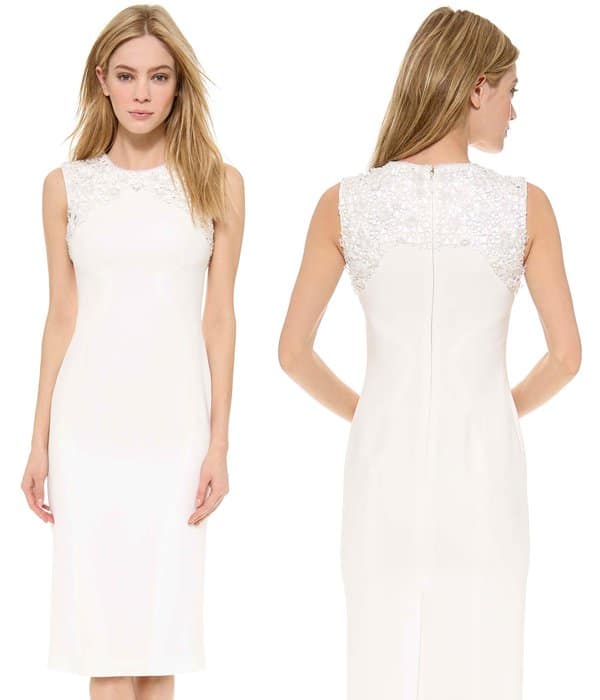 Monique Lhuillier Sheath Dress with Lucite Embroidery