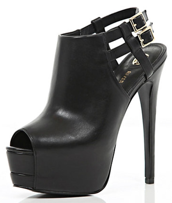 River Island Peep-Toe Platform Stilettos in Black