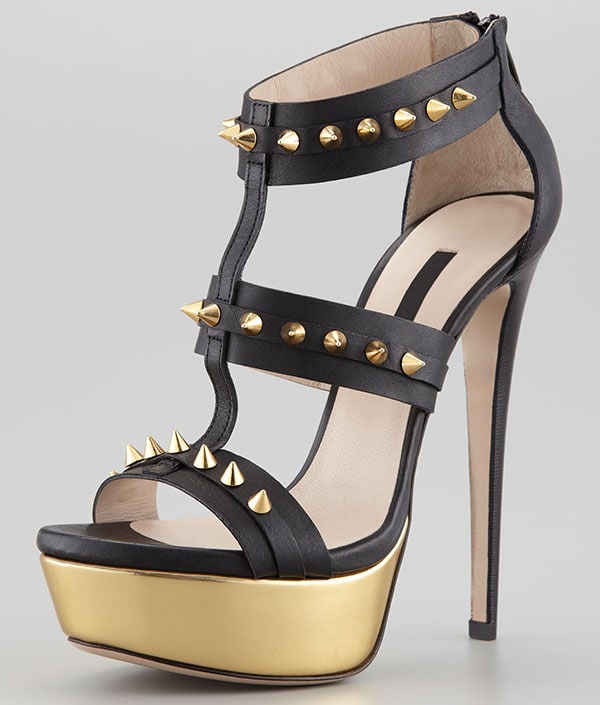 Ruthie Davis Bartley Spiked Gladiator Sandals Black