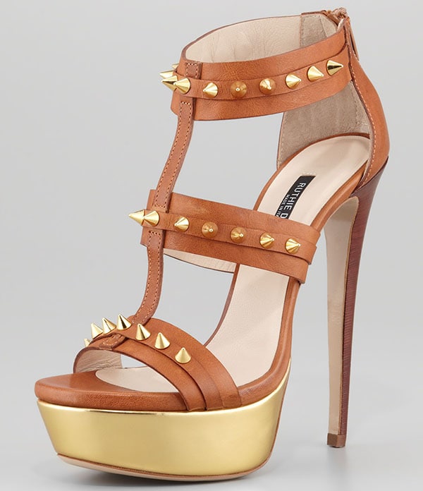 Ruthie Davis Bartley Spiked Gladiator Sandals Brown