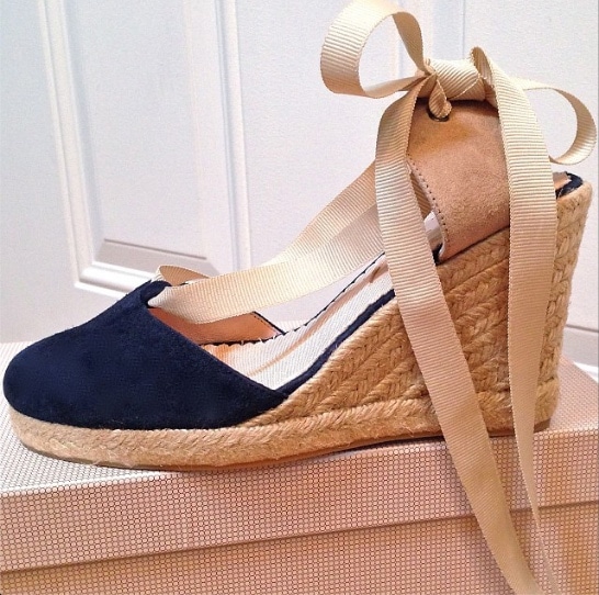 SJP by Sarah Jessica Parker 'Inez' Wedge Espadrille in Navy and Ivory