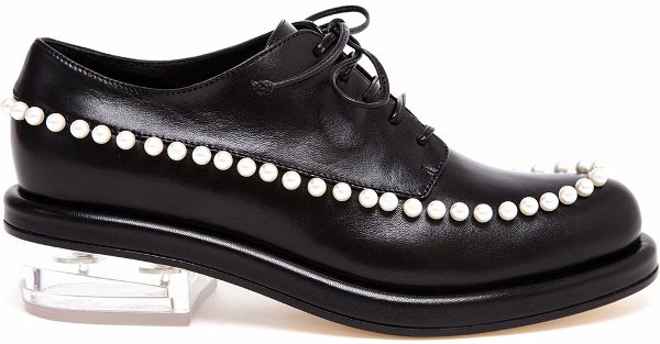 Simone Rocha Pearl-Embellished Leather Brogues