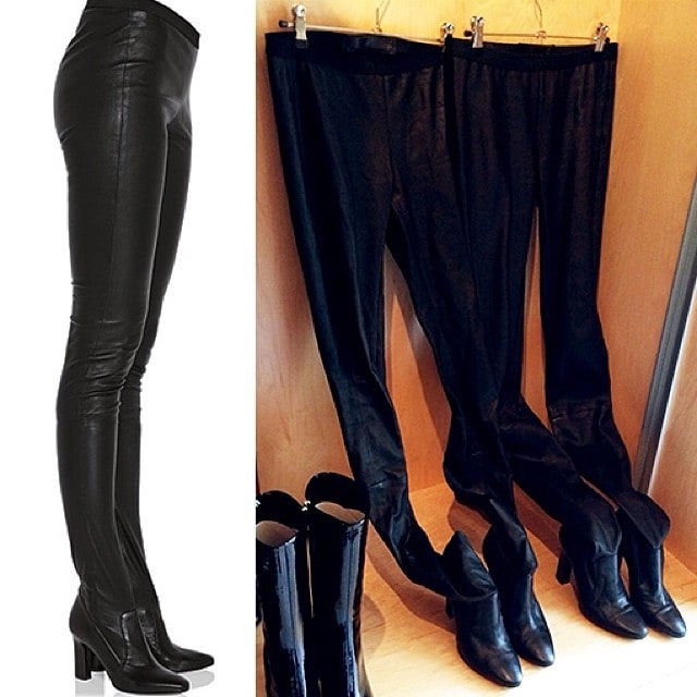 Tamara Mellon shared this behind-the-scenes Instagram snap on January 30, 2014, showing how she stylishly stores her iconic Sweet Revenge legging boots at home—hung neatly by the waistband to maintain their shape