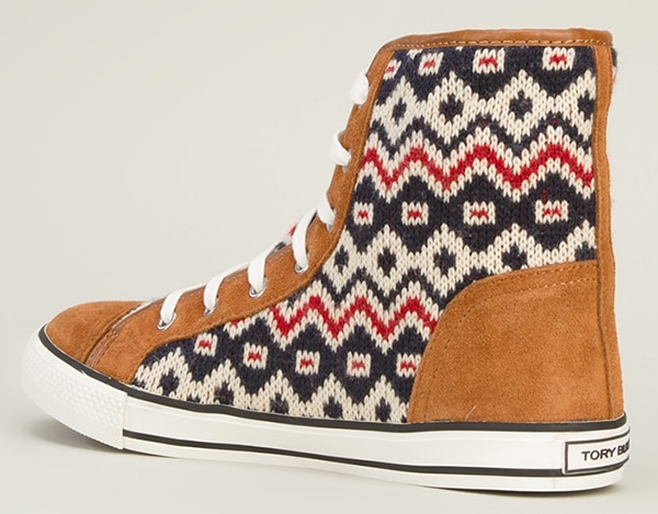 Fair Isle-Print Tory Burch "Noah" Hi-Top Sneakers