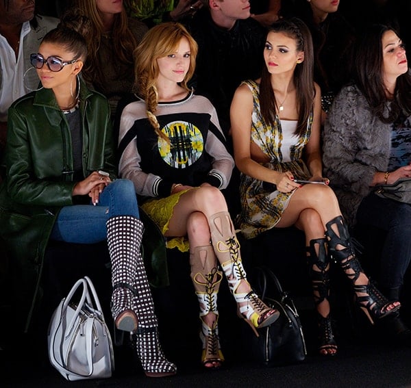 Zendaya Coleman, Bella Thorne and Victoria Justice sit front row at the Rebecca Minkoff Fall 2014 presentation