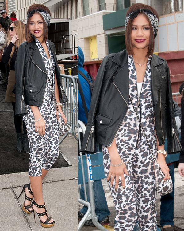 Zendaya Coleman's chic bob haircut styled with a bandana