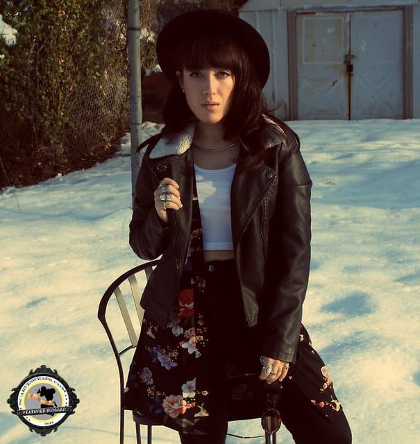 Amber gives her floral kimono an edgy twist under a sleek leather jacket, perfect with skinny jeans or a short dress